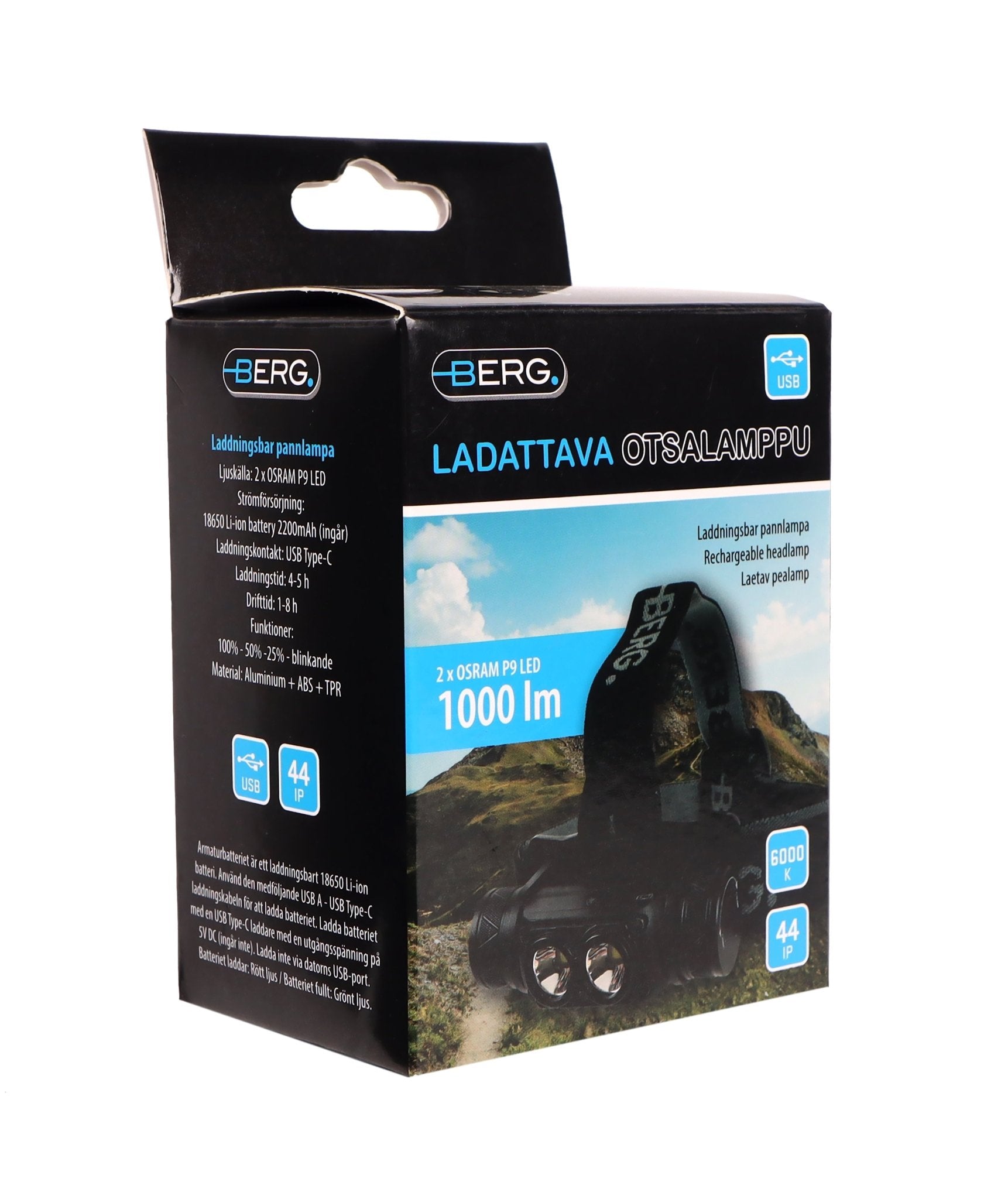 Berg Otsalamppu ladattava 1000 lm - My Store - #Otsavalot# - #Taskulamput# - #Otsalamput#