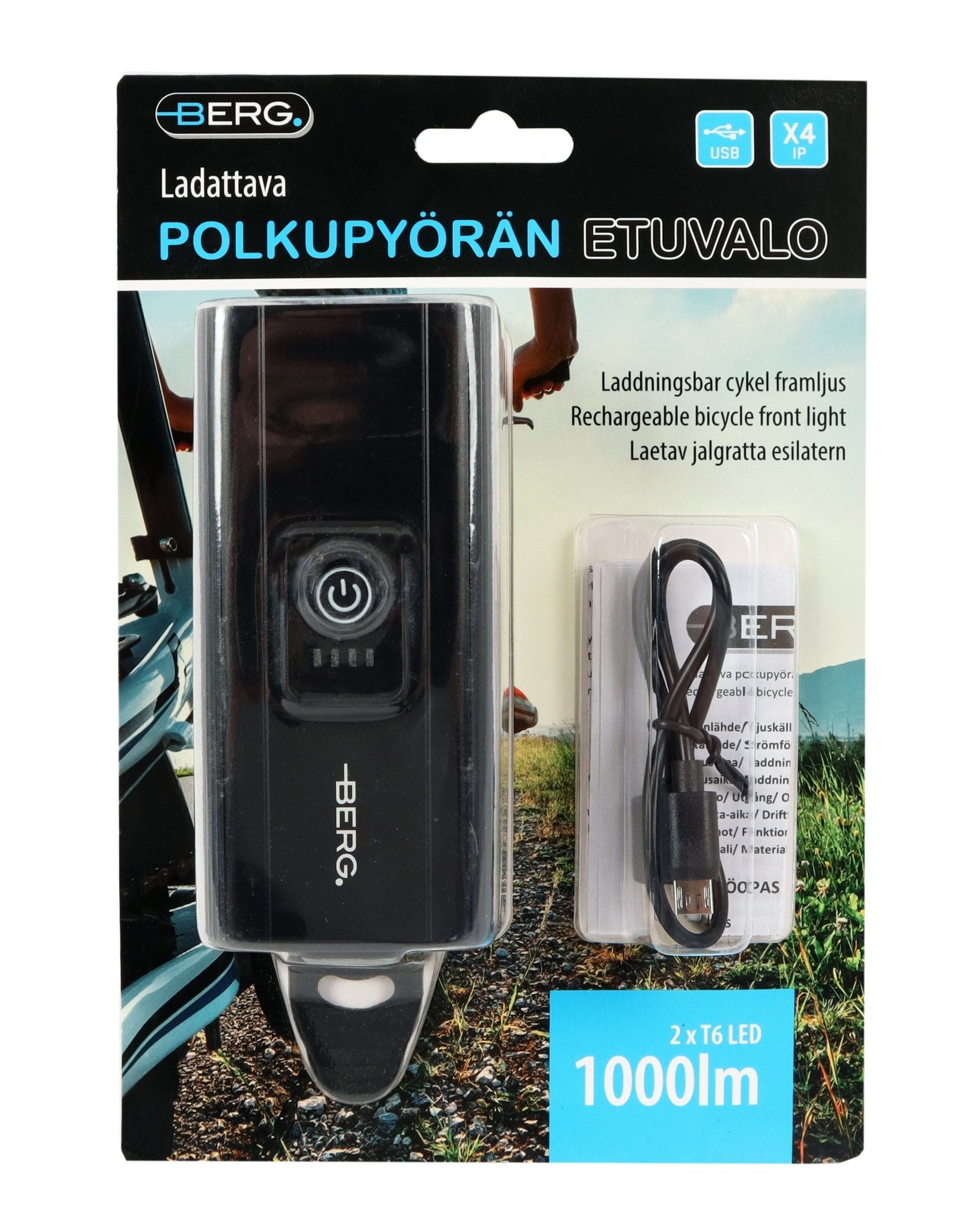 Berg Polkupyörän etuvalo 1000lm LED, ladattava - VALOGEAR - #Otsavalot# - #Taskulamput# - #Otsalamput#