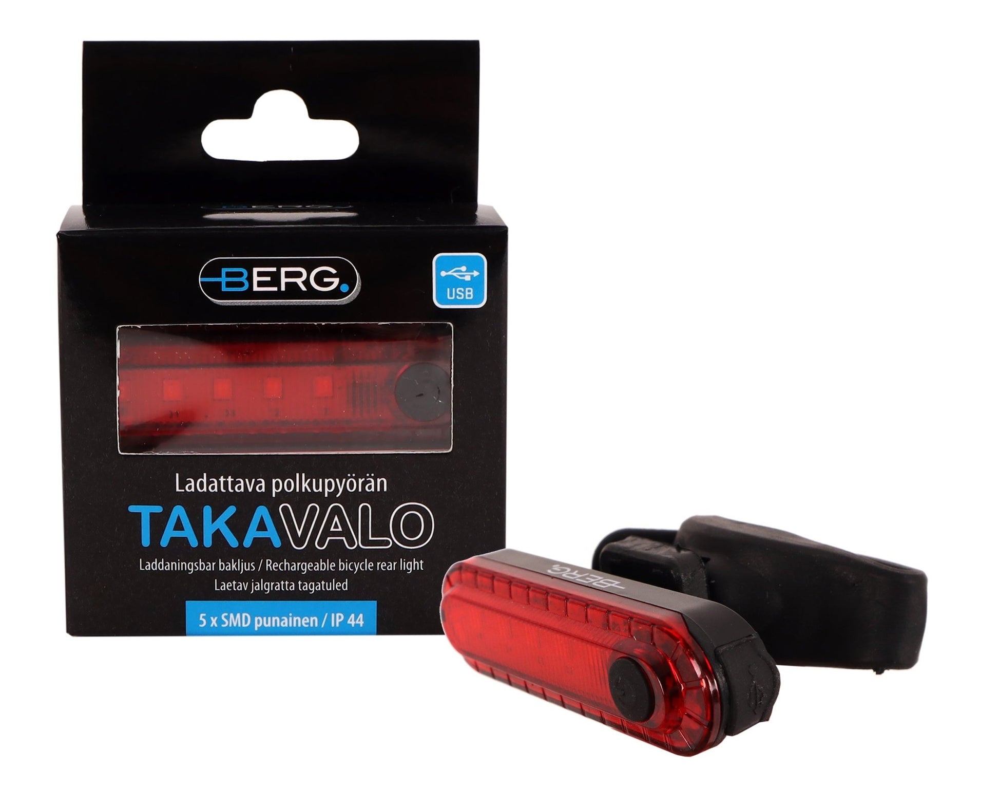 Berg Polkupyörän takavalo LED pystymalli, ladattava - My Store - #Otsavalot# - #Taskulamput# - #Otsalamput#