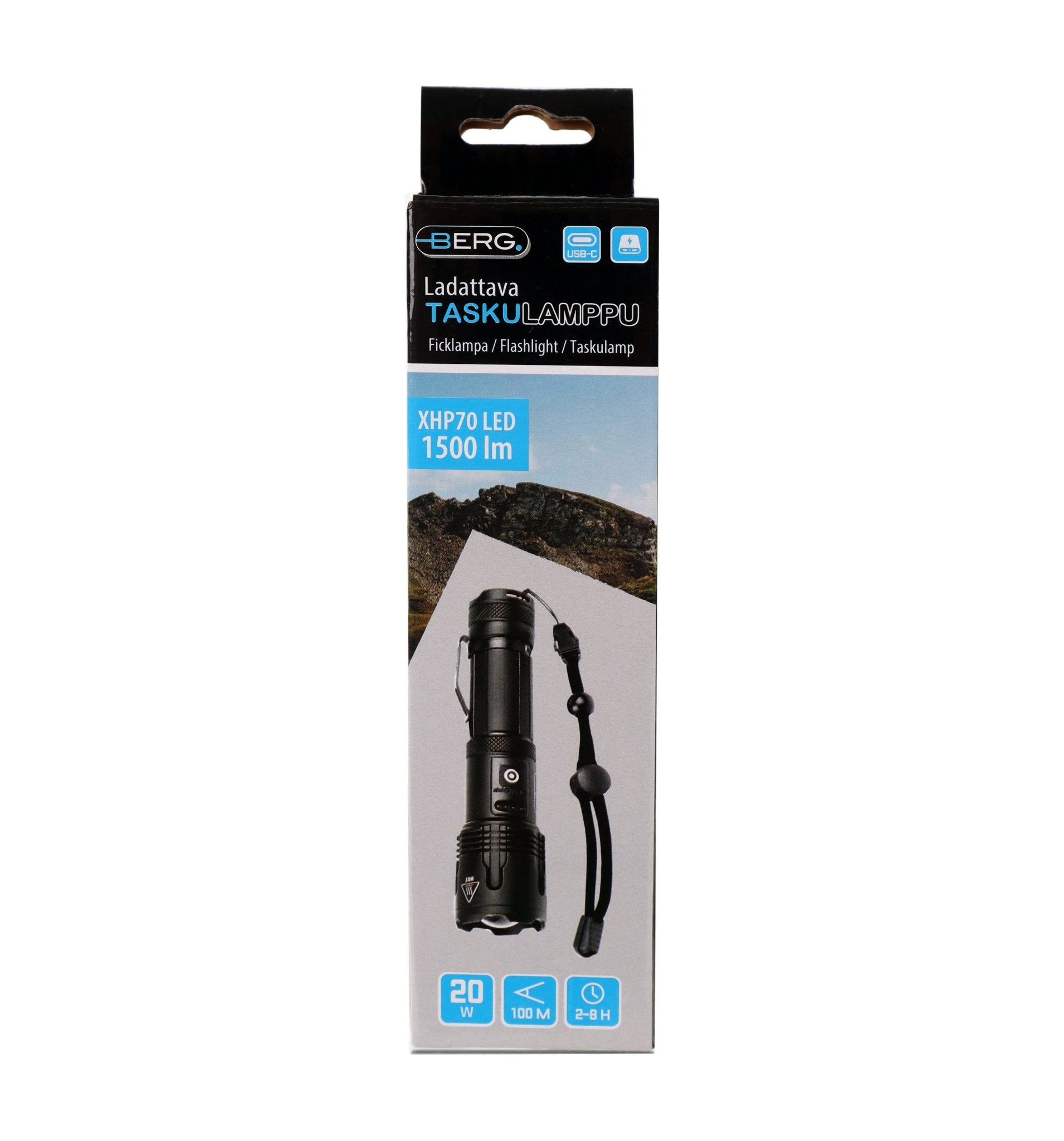 Berg Taskulamppu ladattava XHP70 1500lm hybridi - My Store - #Otsavalot# - #Taskulamput# - #Otsalamput#