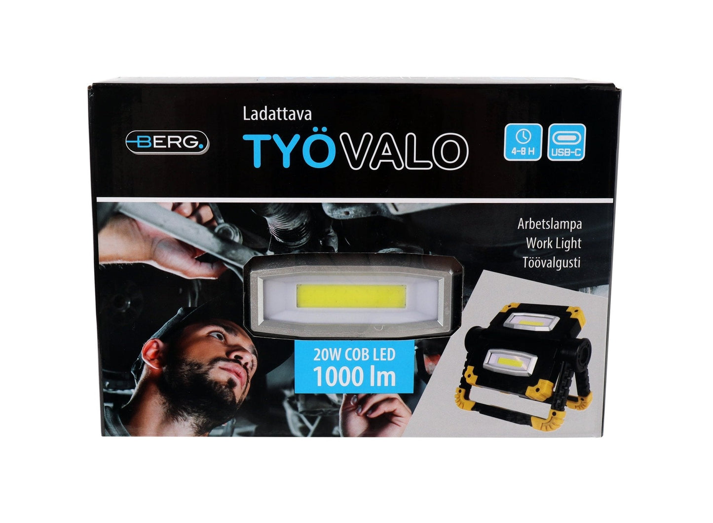 Berg Työvalo ladattava 20W COB 1000lm - VALOGEAR - #Otsavalot# - #Taskulamput# - #Otsalamput#